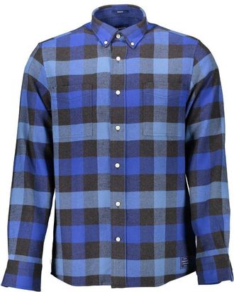 GANT Mens Flannel Shirt Plaid Long Sleeves - Sky Blue Cotton - Size X-Large