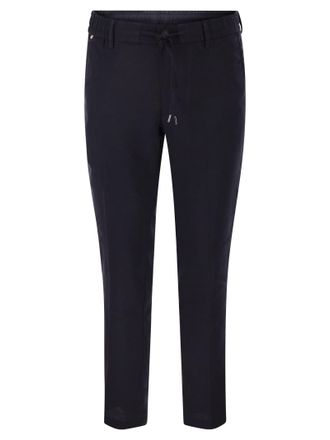HUGO BOSS Linen Blend Chino Trousers With Drawstring In Modern Regular Fit