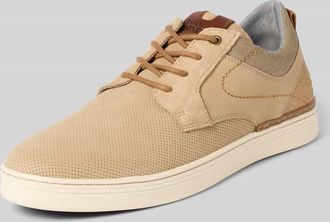 Bullboxer Schn&uuml;rschuhe aus Leder-Mix mit Logo-Pr&auml;gung in Beige, Gr&ouml;&szlig;e 41