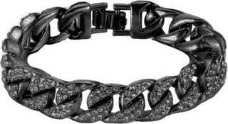 American Exchange Mens Stainless Steel Pavé Crystal Curb Chain Bracelet in Gunmetal at Nordstrom Rack