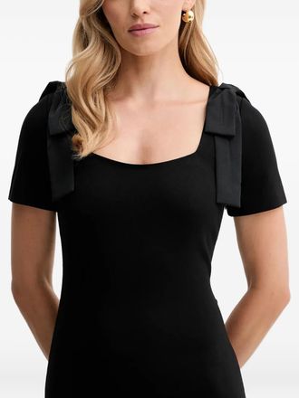 Twin-Set bow-detail midi dress - women - Viscose/Polyamide/Elastane/Polyester - L - Black