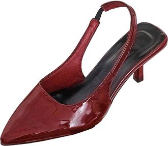Generic Womens Fashion Pointed Toe Stiletto Heels Elegant Slip-On Dress Comfortable High Heels Shoes For Women Party Work, Brick Red, 2/2.5 UK