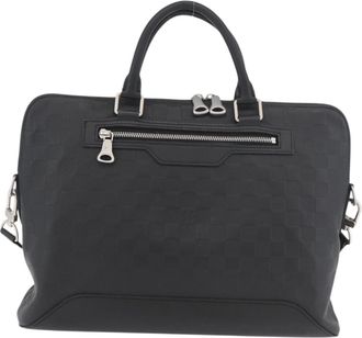 Louis Vuitton Avenue Soft Briefcase Damier Infini Leather Black Leather Briefcase Bag (Pre-Owned)
