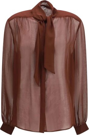 Lardini Camicia in Creponne - - Blouses & Shirts - Donna - Marrone - M
