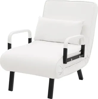 ML Design Ml-design Sill&oacute;n Cama 3en1, Sof&aacute; Individual De 1 Plaza, Butaca Plegable Con Respaldo Ajustable, Estructura De Acero Y Chenilla Blanco, Silla De Relaja