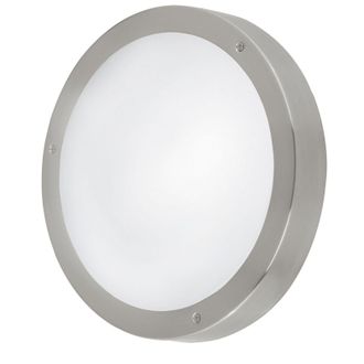 Loops IP44 Outdoor Wall Light Round Stainless Steel 11W Built in LED Porch Lamp in Metallics