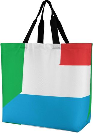 Generic Italy And Luxembourg Flag Large Reusable Shopping Bag Lightweight Foldable Tote Bags Washable Shoulder Handbag