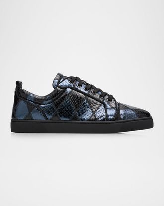 Christian Louboutin Men & apos;s Louis Junior Watersnake Leather Patchwork Sneakers