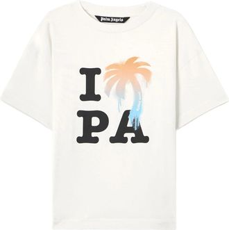 Palm Angels Graphic-Embellished White T-Shirt With Relaxed Fit