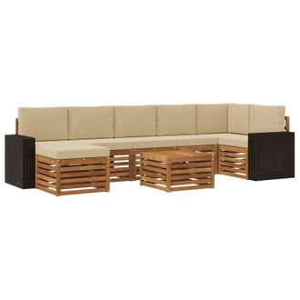 vidaXL Conjunto De Sof&aacute;s De Exterior Con Coj&iacute;n 8 Pcs Natural Y Beige Vidaxl
