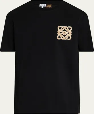 Loewe Mens Flocked Anagram Logo Jersey T-Shirt