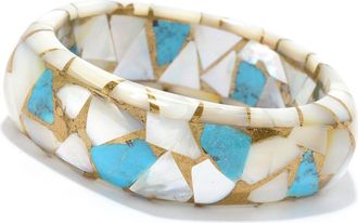 Dallas Prince Designs Mother-of-Pearl & Turquoise Mosaic Bangle Bracelet