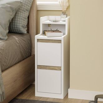 SoBuy Slim Nightstand - USB & Wireless Charging in White
