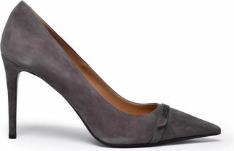 Eleventy Grey Pointed Toe Suede High Heel Pumps