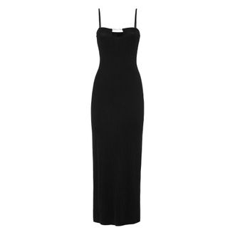 Philipp Plein Rib Straight Across Midi Dress - Dames - Maxi kleedjes - Zwart - M - Kleedjes