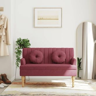 vidaXL Vidaxl - Banco Con Cojines Tela Rojo Tinto 113x64,5x75,5 Cm