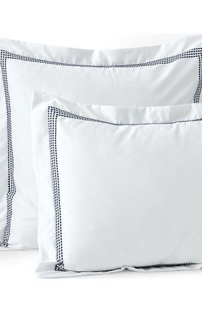 Lands End 400 Thread Count Premium Supima Cotton No Iron Sateen Embroidered Pillow Sham in Deep Sea Navy Dots at Nordstrom, Size Standard