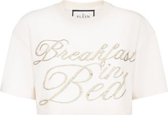 Philipp Plein Cropped T-Shirt Breakfast In Bed Crystal