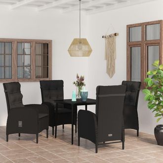 vidaXL Juego De Comedor De Jard&iacute;n 5 Piezas Con Cojines Negro Vidaxl