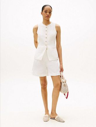 Tommy Hilfiger Pantal&oacute;n corto plisado mezcla de lino