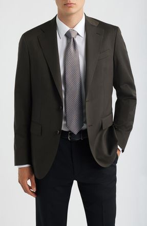 Zanella Chip Wool Twill Sport Coat in Dark Brown at Nordstrom, Size 40