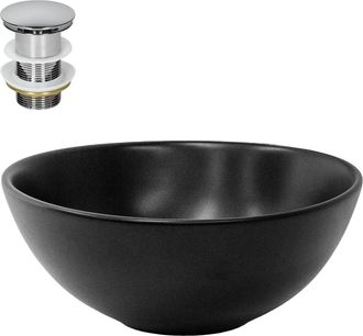 ECD Germany Lavabo negro mate cerámico ø 280 x 150 mm redondo
