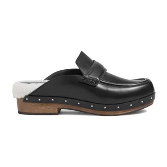 Brunello Cucinelli Leren Klomp Muilen - Dames - Slip ons - Zwart - 37 EU - Leer - Schoenen