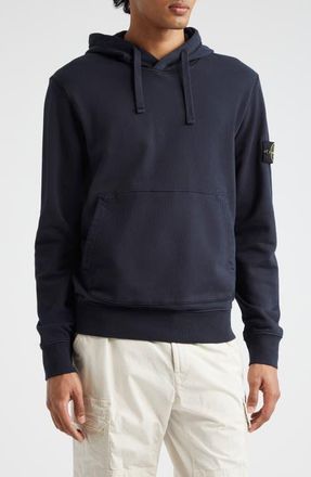 Stone Island Logo Patch Cotton Hoodie in Navy Blue at Nordstrom, Size Small