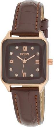 BCBGeneration Prism Faux Leather Strap Watch, 27mm in Brown at Nordstrom Rack