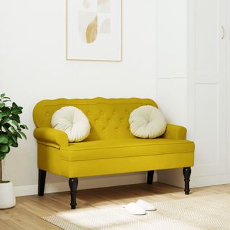 vidaXL Banco Con Respaldo Terciopelo Amarillo 119,5x64,5x75 Cm Vidaxl