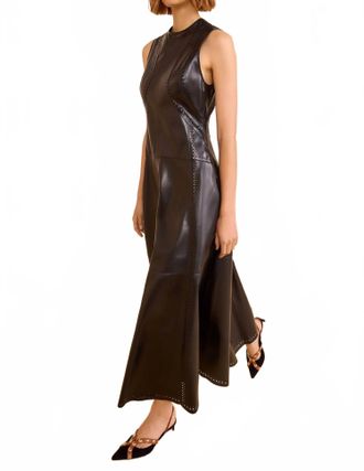 Ulla Johnson Juliette Leather Sleeveless Dress In Noir