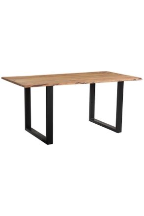 Linea Natura Esstisch, Schwarz, Akaziefarben, Holz, Akazie, Hartholz, rechteckig, U-Form, 85x76x160 cm, Esszimmer, Esszimmerserien