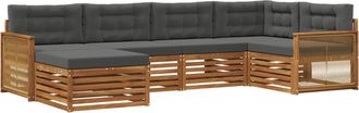 vidaXL Conjunto De Sof&aacute;s De Exterior 6 Uds. Natural Y Antracita Vidaxl