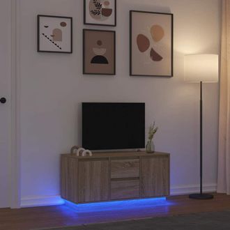 Berkfield Home TV Cabinet with LED Lights Sonoma Oak 100x41x50 cm in Brown | Size: 100 x 41 x 50 cm