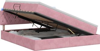 vidaXL Cama De Almacenamiento Led Con Colch&oacute;n Rosa 160 X 200 Cm Vidaxl