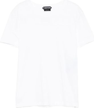Tom Ford Cotton Jersey T-shirt met Ton-sur-ton TF Geborduurd Logo - Dames - T-shirts - Wit - XS - Katoen - Tops