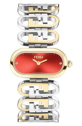 Fendi OLock Diamond Two-Tone Bracelet Watch, 28.3mm x 14.8mm in Two Tone at Nordstrom Rack
