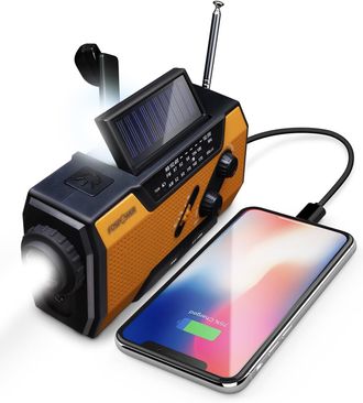 OEM Radio Meteorol&oacute;gica De Emergencia Port&aacute;til Con Bater&iacute;a De 2000 Mah Bater&iacute;a Recargable Por Panel Solar, Manivela, Pilas O Usb Am/fm, Linterna Led, Sos 