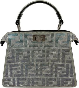 Fendi Pre-owned Peekaboo Vitello Laminato FF Petite I See U Satchel Crystal Bag - Dames - Vintage Handtas - Grijs - ONE Size - Leer - Vintage