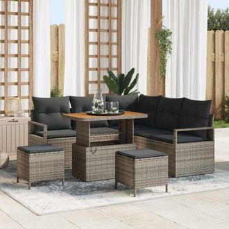 vidaXL Vidaxl - Conjunto De Sof&aacute; De Jard&iacute;n Con Coj&iacute;n 8 Pcs Gris 90 X 55 X 71 Cm
