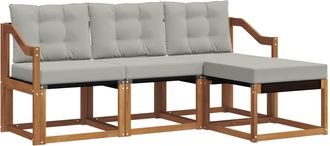 vidaXL Conjunto De Sof&aacute;s De Exterior 4 Uds. Gris Natural Y Claro Vidaxl