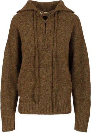 Isabel Marant Phylia Lace-up Sweater - Dames - V-hals truien - Bruin - XS - Truien & Vesten