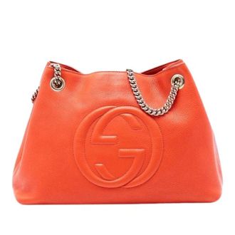Gucci Pre-owned Tote Bags, female, Orange, Size: ONE SIZE Pre-owned Soho Chain Tote