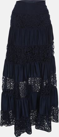 Catherine Malandrino Navy Blue Silk Blend Cut-Out Paneled Maxi Skirt