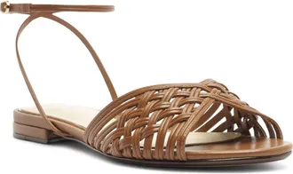 Alexandre Birman Lilian Woven Flat Ankle Strap Sandal in Espresso at Nordstrom, Size 11.5