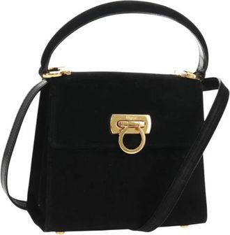 Ferragamo Pre-owned Handbags, female, Black, Size: ONE SIZE Pre-owned Suede Handbag