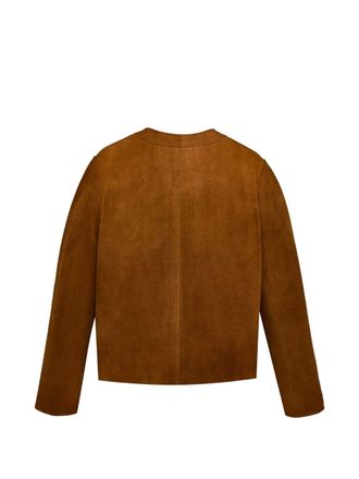 Saint Laurent Button-Front Suede Jacket - Cognac