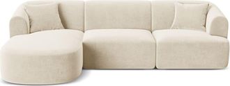 Cosmopolitan Design Sof&aacute; esquinero izquierdo modular 4 plazas de terciopelo beige claro