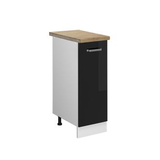 Vicco Armario De Farmacia R-line, Negro Brillo Intenso, 30 Cm, Et Roble