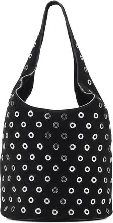Mango Grommet Detail Leather Bucket Bag in Black at Nordstrom